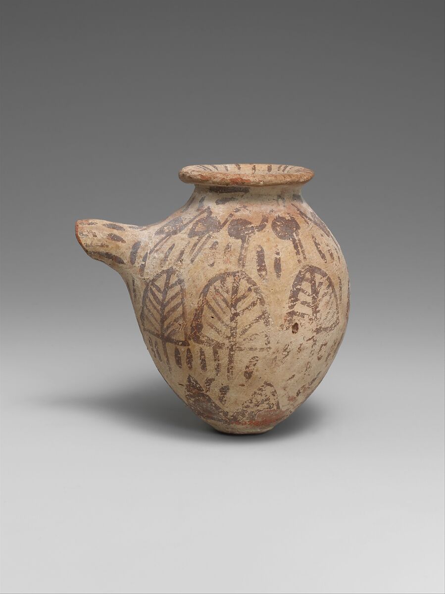 Spouted vessel in decorated ware, Pottery, paint