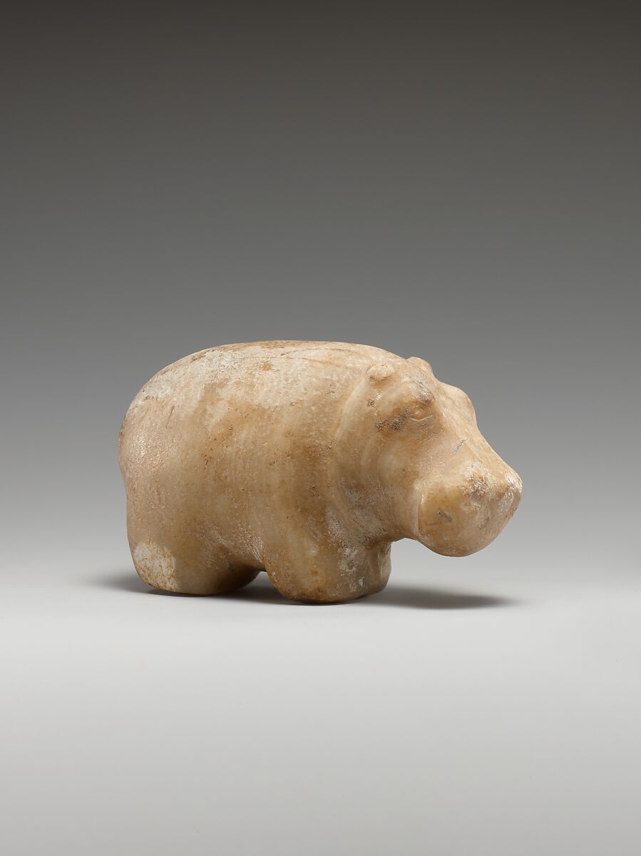 Small statuette of a hippopotamus, Calcite 