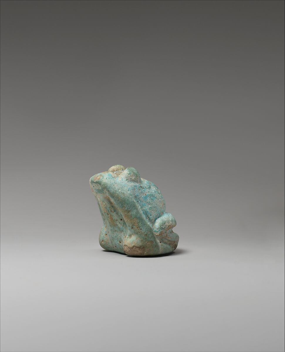 Frog, Blue green glazed faience 