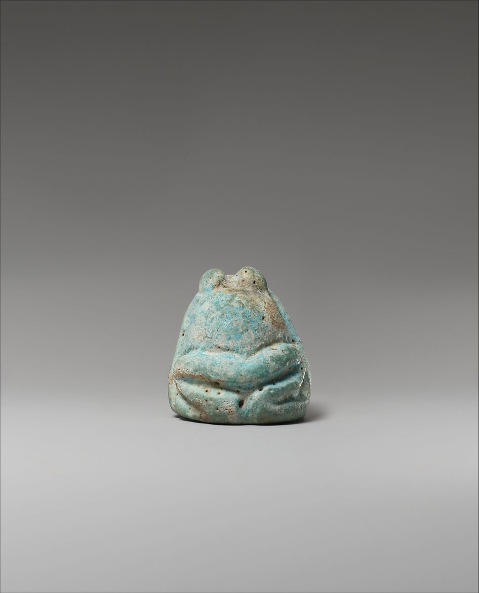 Frog, Blue green glazed faience