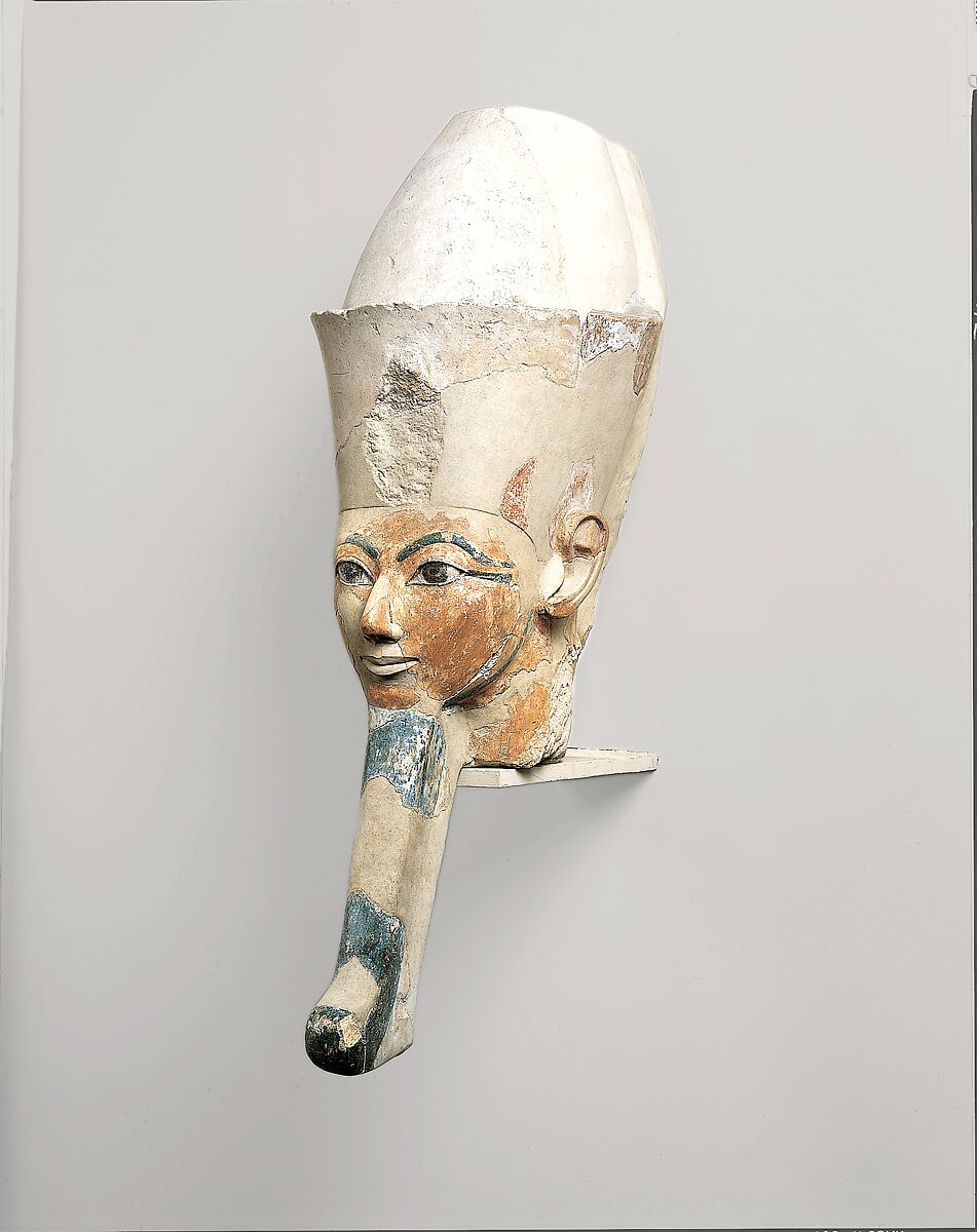 Head from an Osiride Statue of Hatshepsut, Limestone, paint 