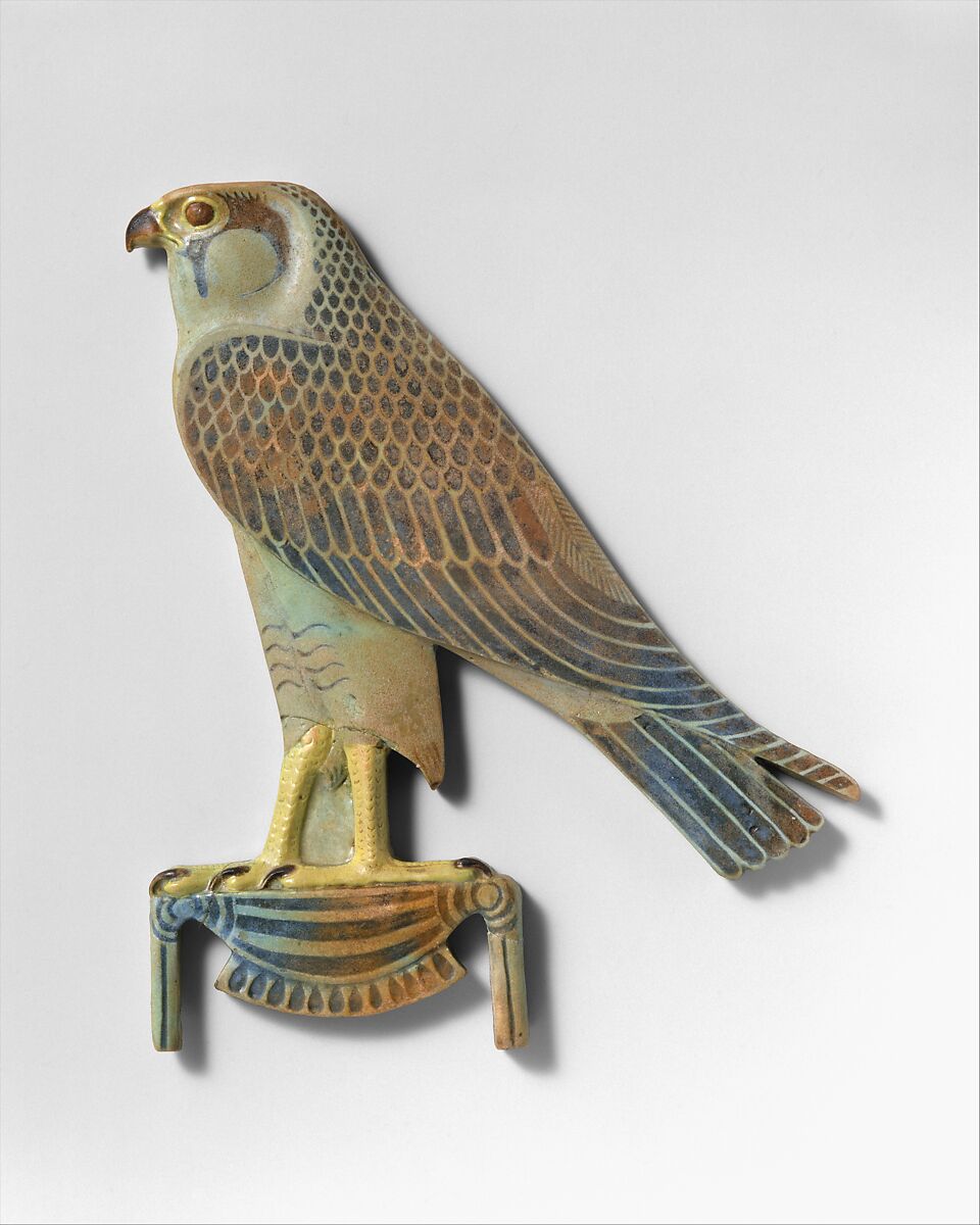 Inlay of the Horus falcon on the hieroglyph for "gold", Faience