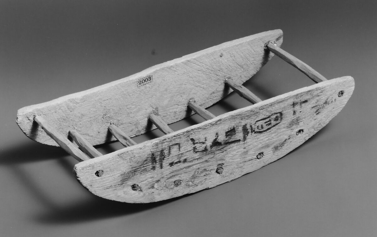 Model Stone Rocker from a Foundation Deposit for Hatshepsut's Temple, Wood, ink