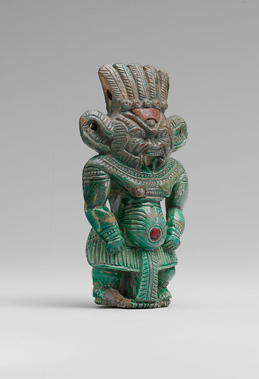 Bes-image figure, Faience, paste inlay
