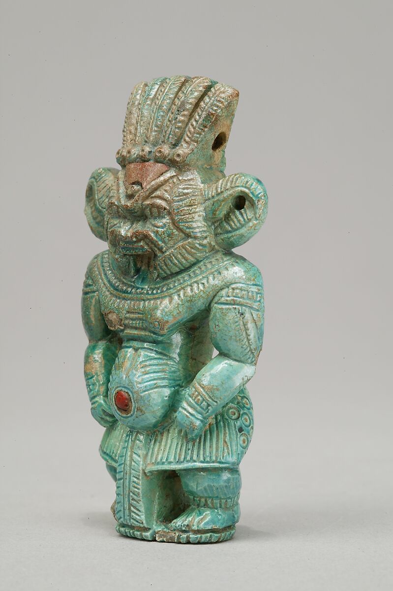 Bes-image figure, Faience, paste inlay