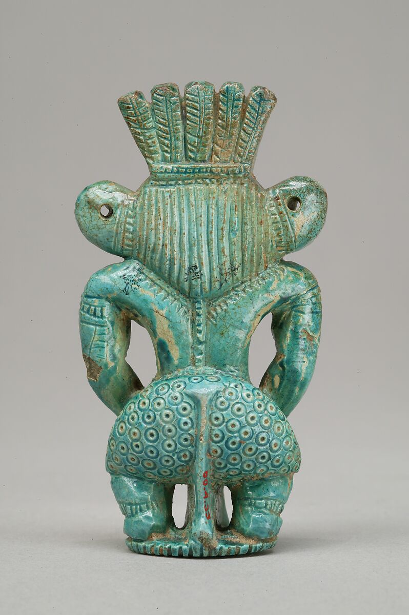 Bes-image figure, Faience, paste inlay