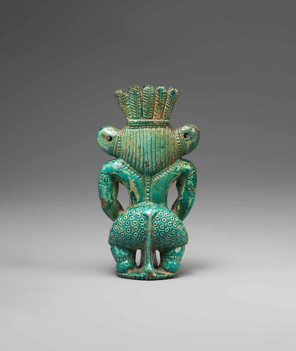 Bes-image figure, Faience, paste inlay