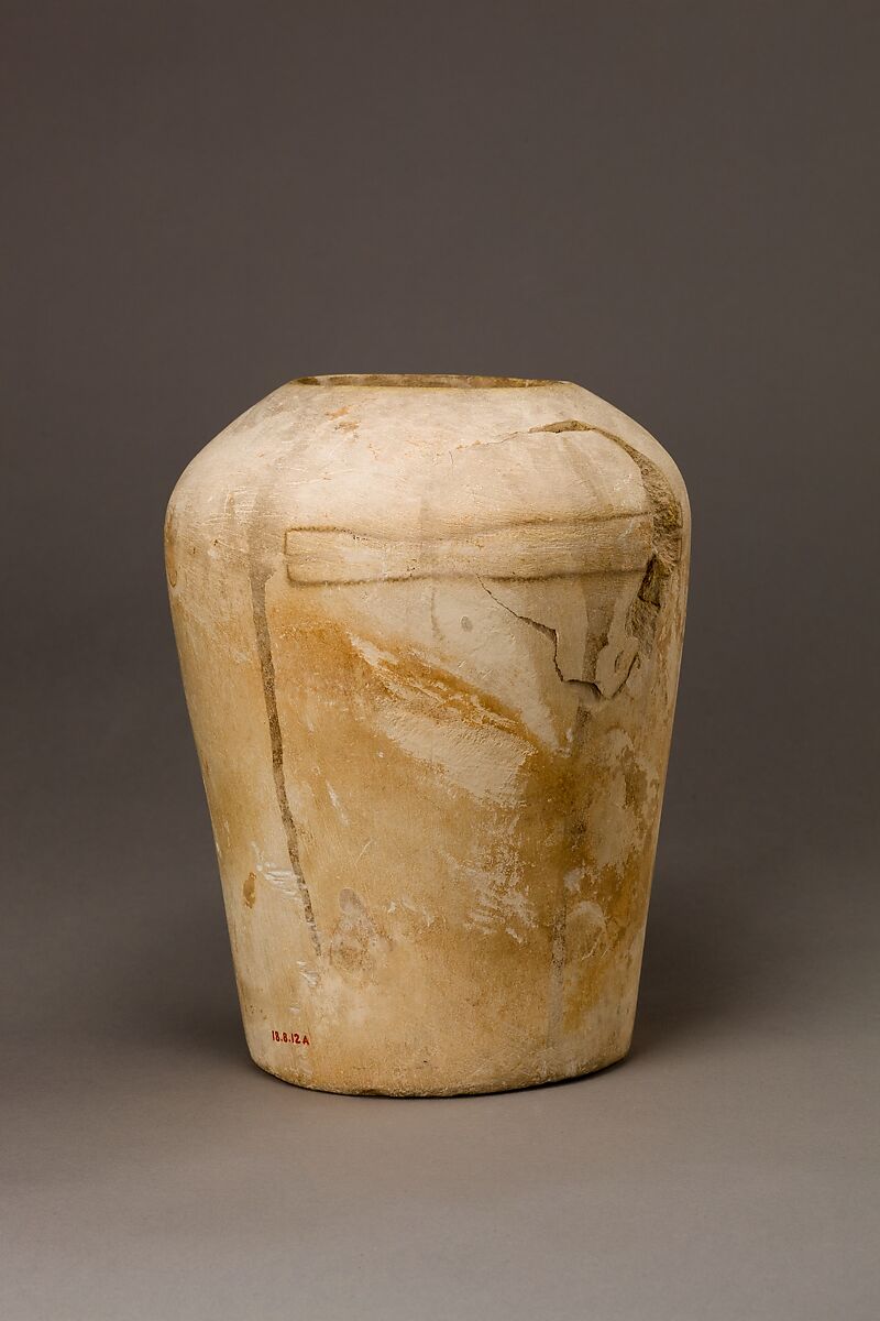 Canopic Jar of Manuwai, Limestone, blue paste