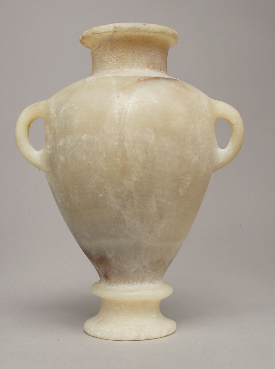 Amphora of Canaanite shape, Travertine (Egyptian alabaster) 