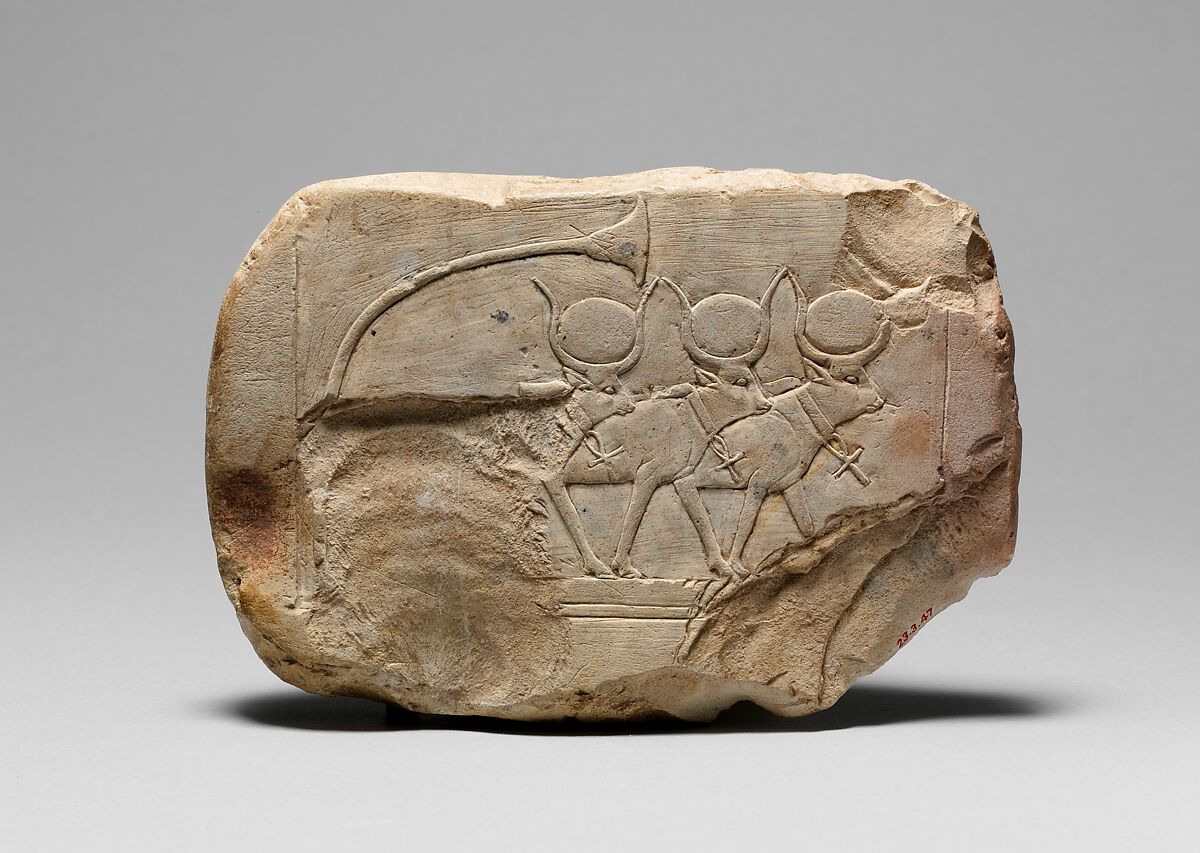 Votive Stela with Three Hathor Cows, Limestone 