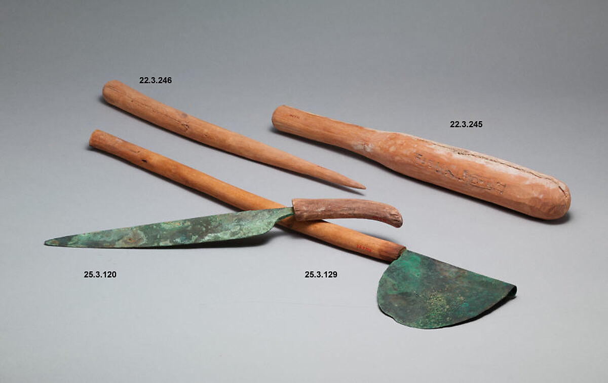 Saw From a Foundation Deposit, Hatshepsut's Temple, Wood, bronze or copper alloy