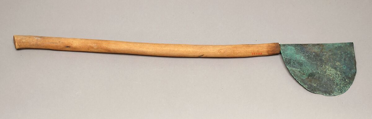 Ax From a Foundation Deposit, Hatshepsut's Temple, Wood (tamarix), Bronze or copper alloy 