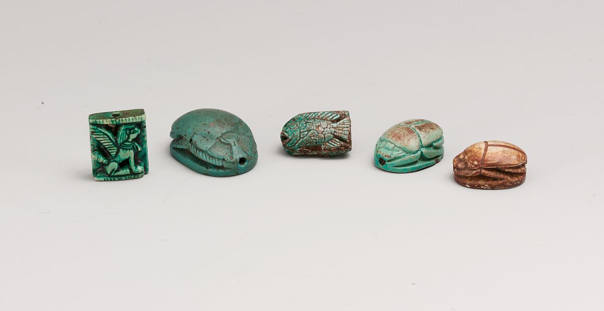 Scarab Inscribed With a Protective Motif, Glazed steatite