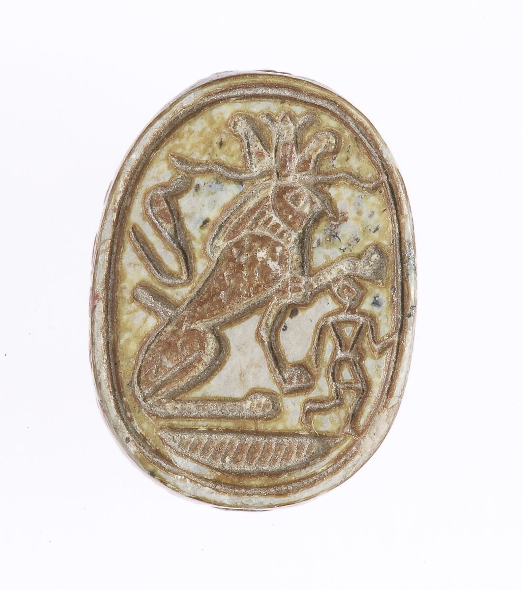 Scarab Inscribed With a Protective Motif, Glazed steatite 