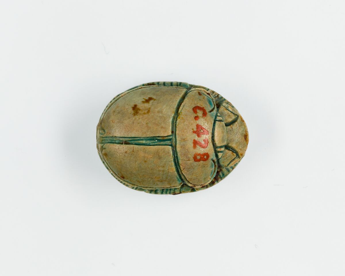 Scarab Inscribed With the Name of Amun-Re, Blue glazed steatite
