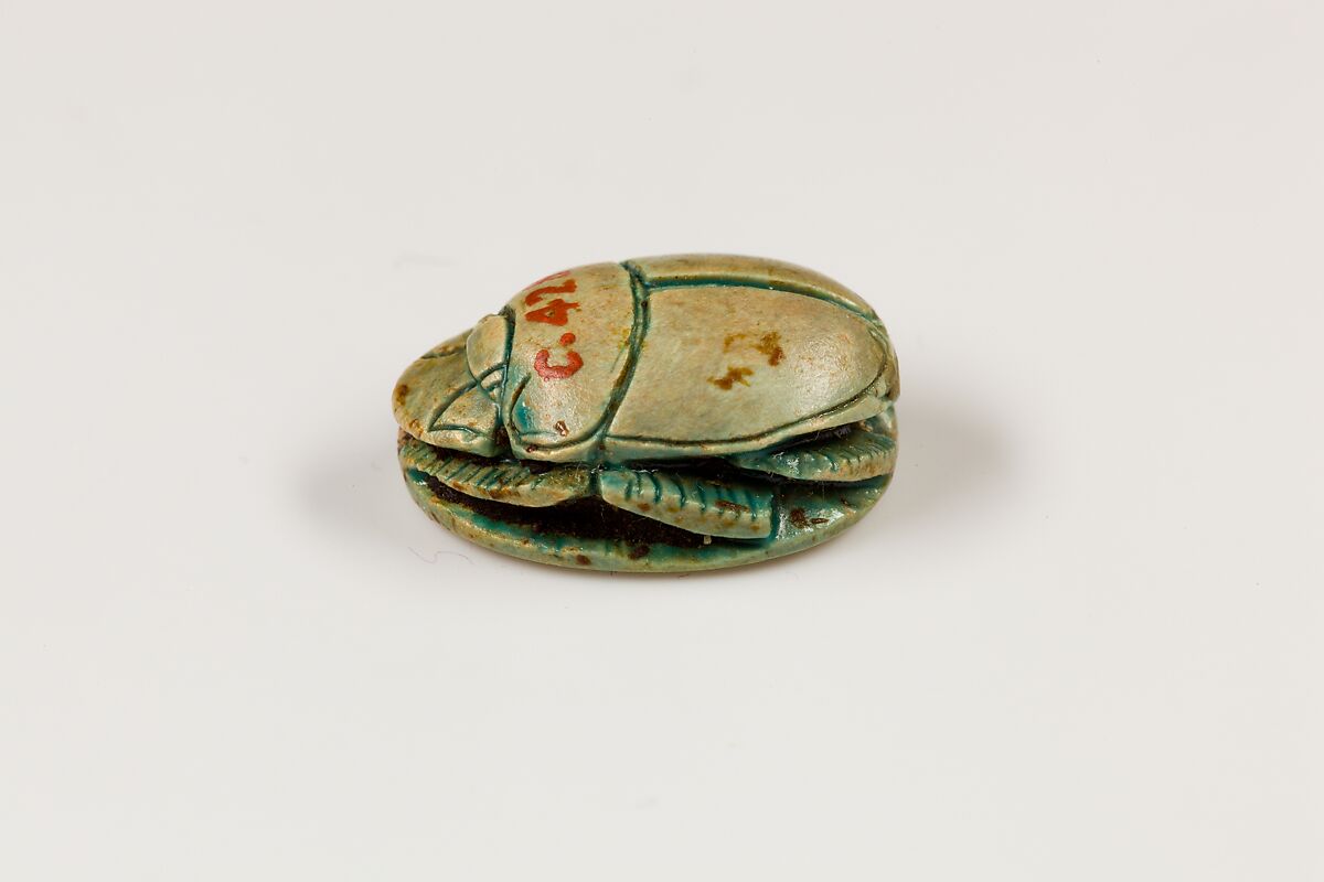 Scarab Inscribed With the Name of Amun-Re, Blue glazed steatite
