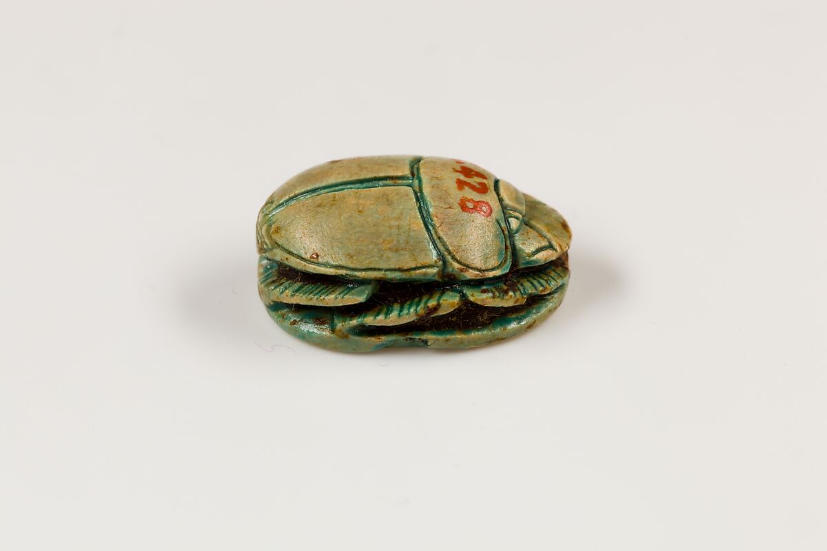 Scarab Inscribed With the Name of Amun-Re, Blue glazed steatite