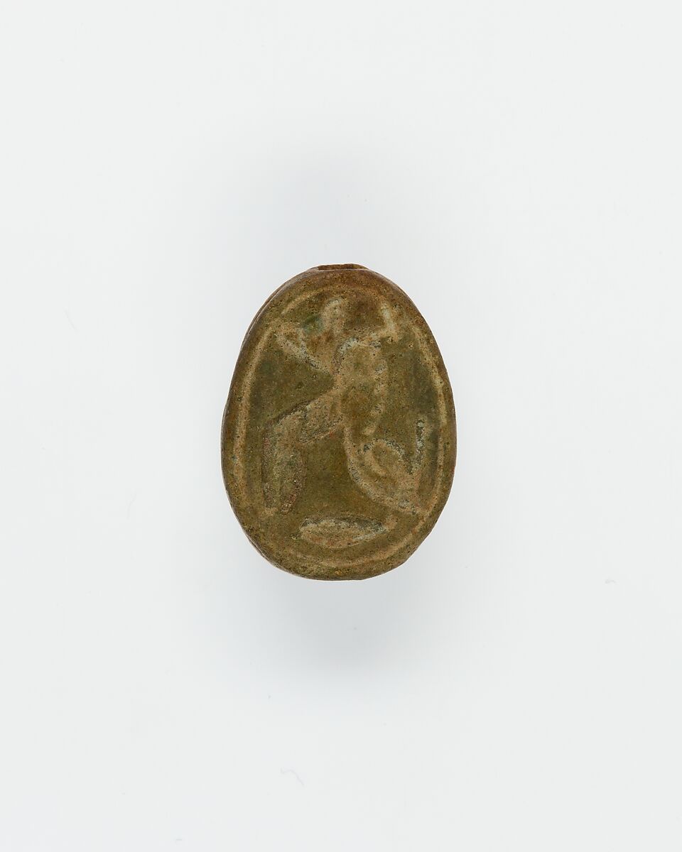 Scarab depicting a griffin, Green paste 