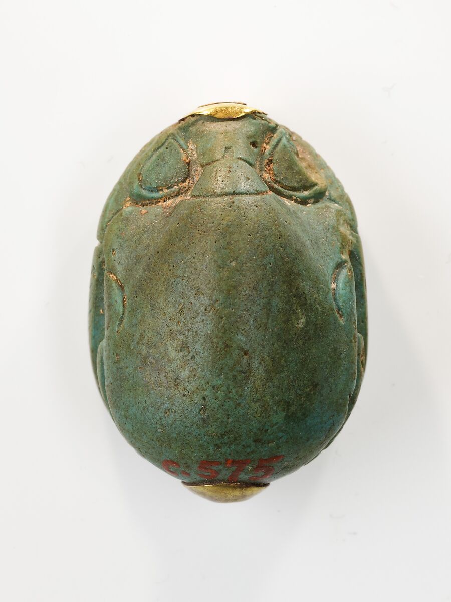 Scarab, Egyptian blue, gold
