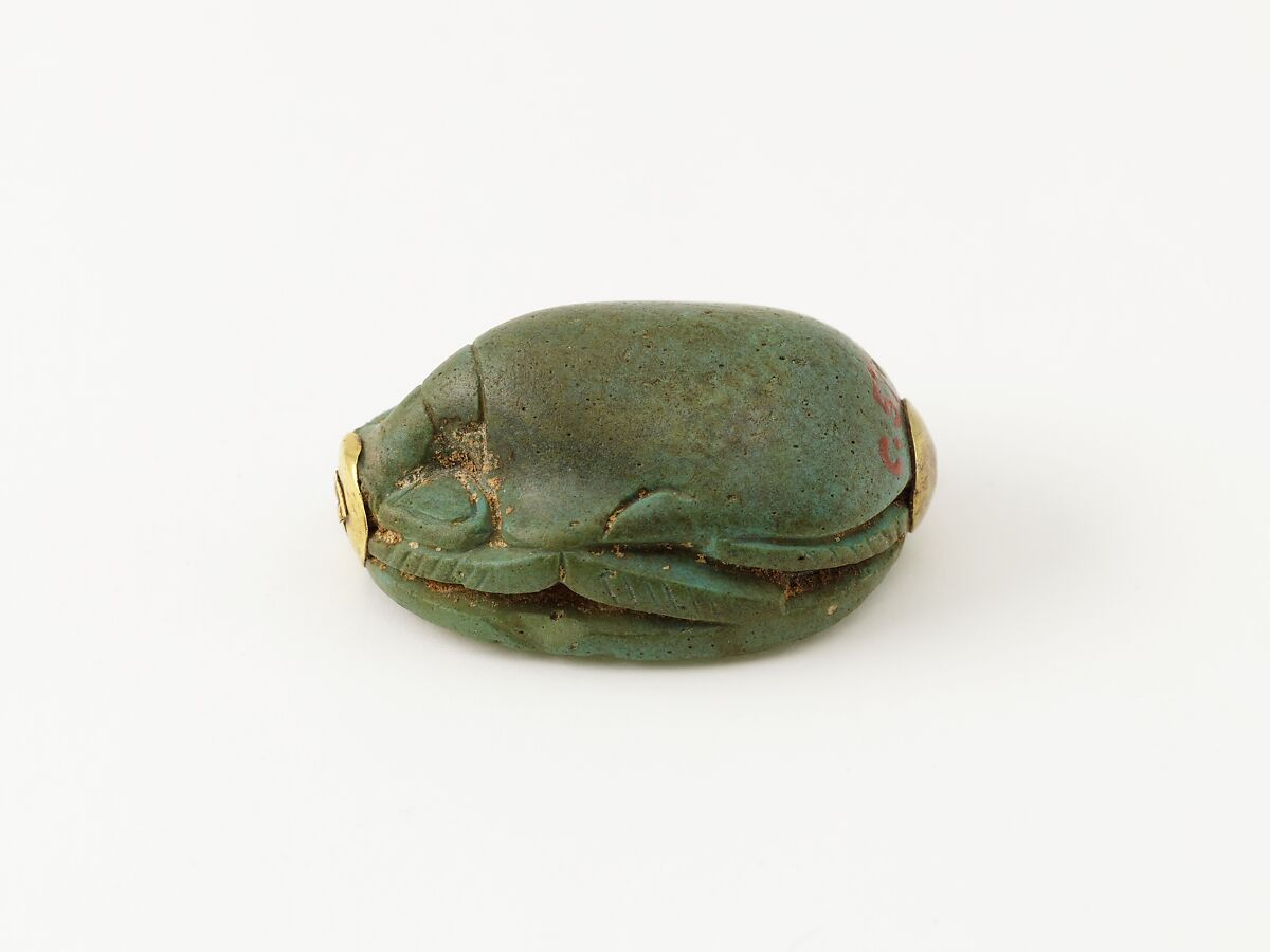 Scarab, Egyptian blue, gold