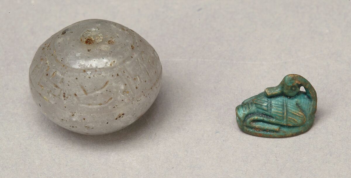 Ball Bead with the Names of Hatshepsut and the Overseer of Work Senenmut, Glass
