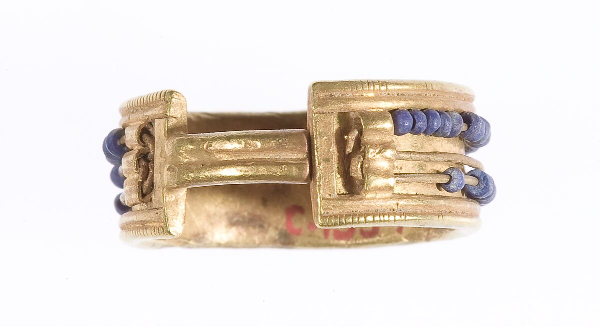 Beaded Penannular Earring, Gold, lapis-lazuli