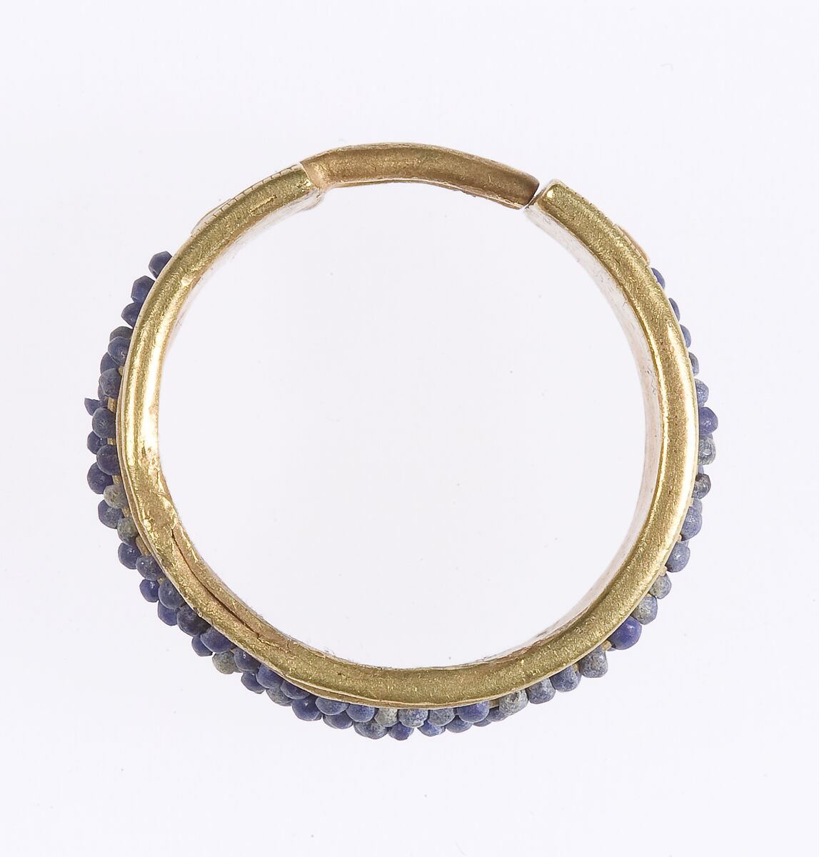 Beaded Penannular Earring, Gold, lapis-lazuli