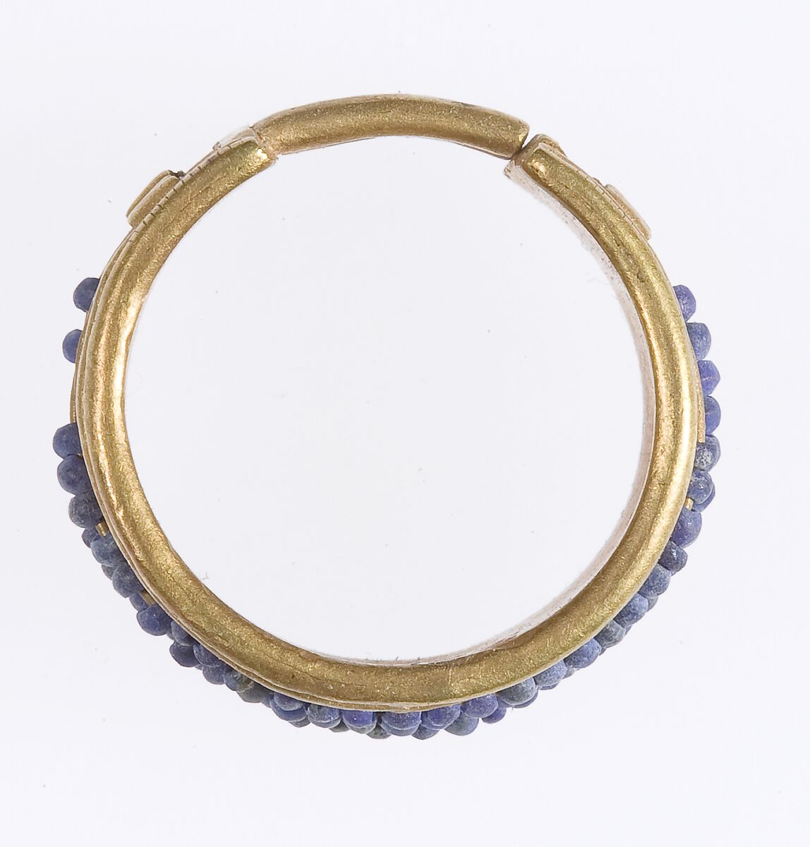 Beaded Penannular Earring, Gold, lapis-lazuli