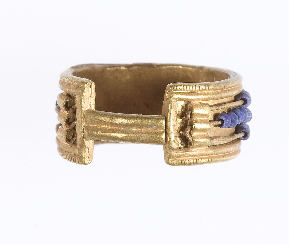 Beaded Penannular Earring, Gold, lapis-lazuli