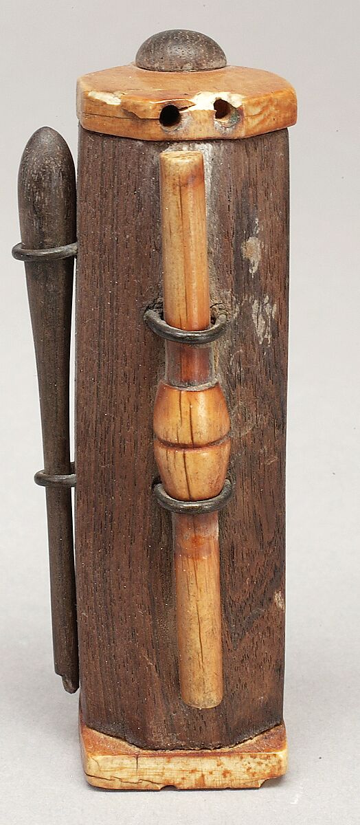 Kohl tube and stick, Wood, ebony, ivory, copper 