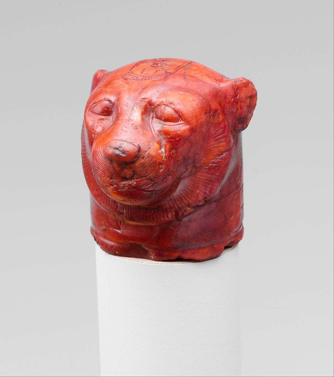 Head of a Leopard with the Name of Hatshepsut, Red jasper
