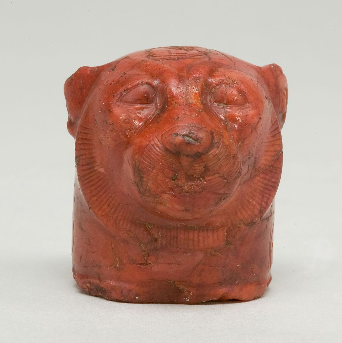 Head of a Leopard with the Name of Hatshepsut, Red jasper