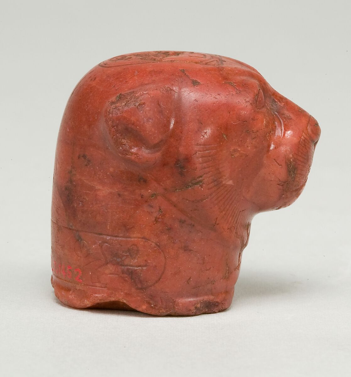 Head of a Leopard with the Name of Hatshepsut, Red jasper