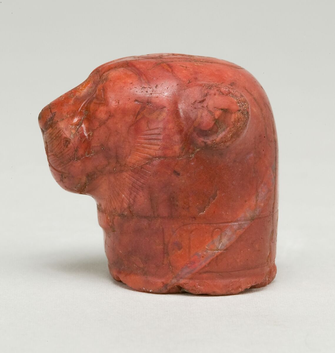 Head of a Leopard with the Name of Hatshepsut, Red jasper