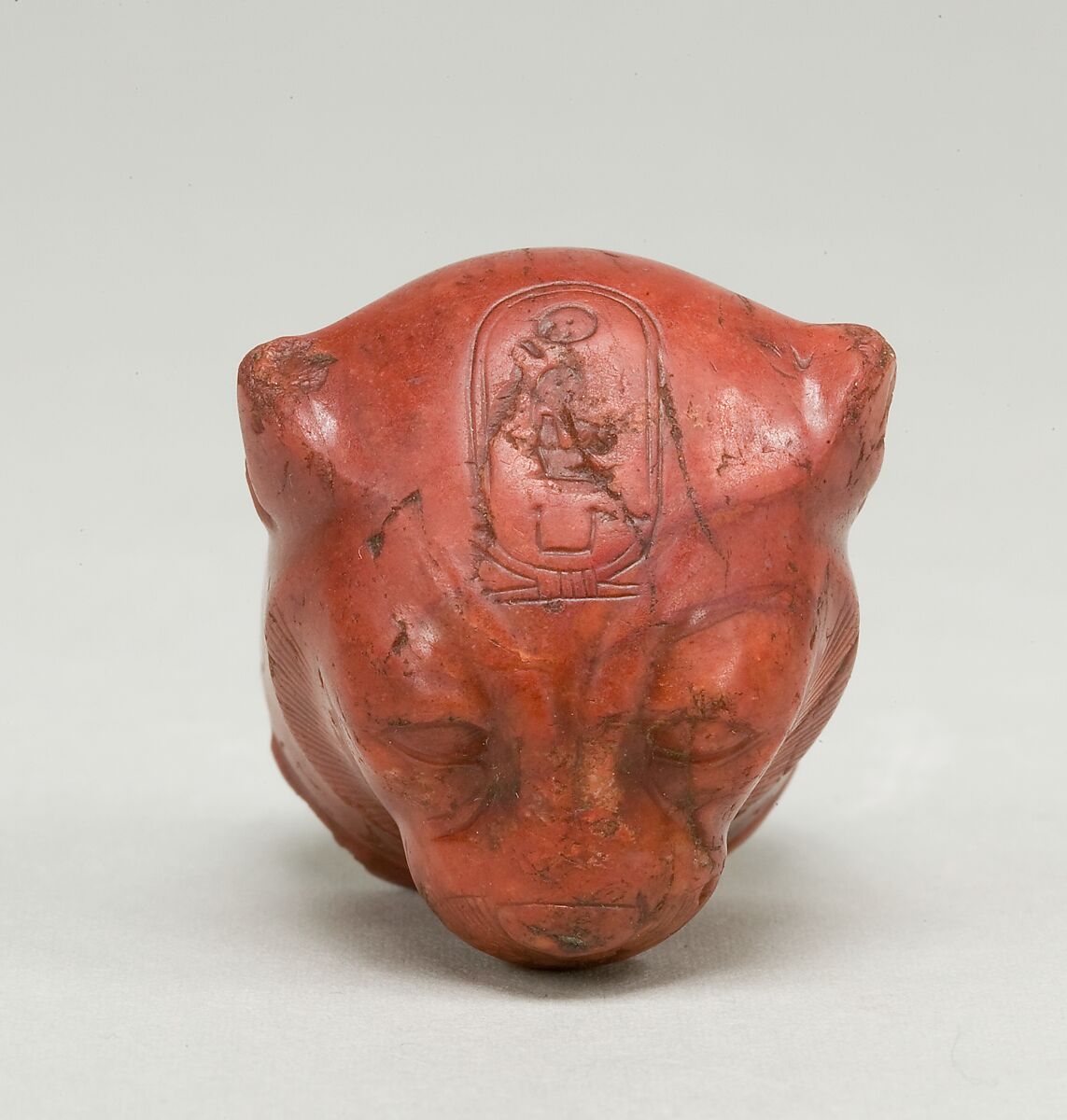 Head of a Leopard with the Name of Hatshepsut, Red jasper