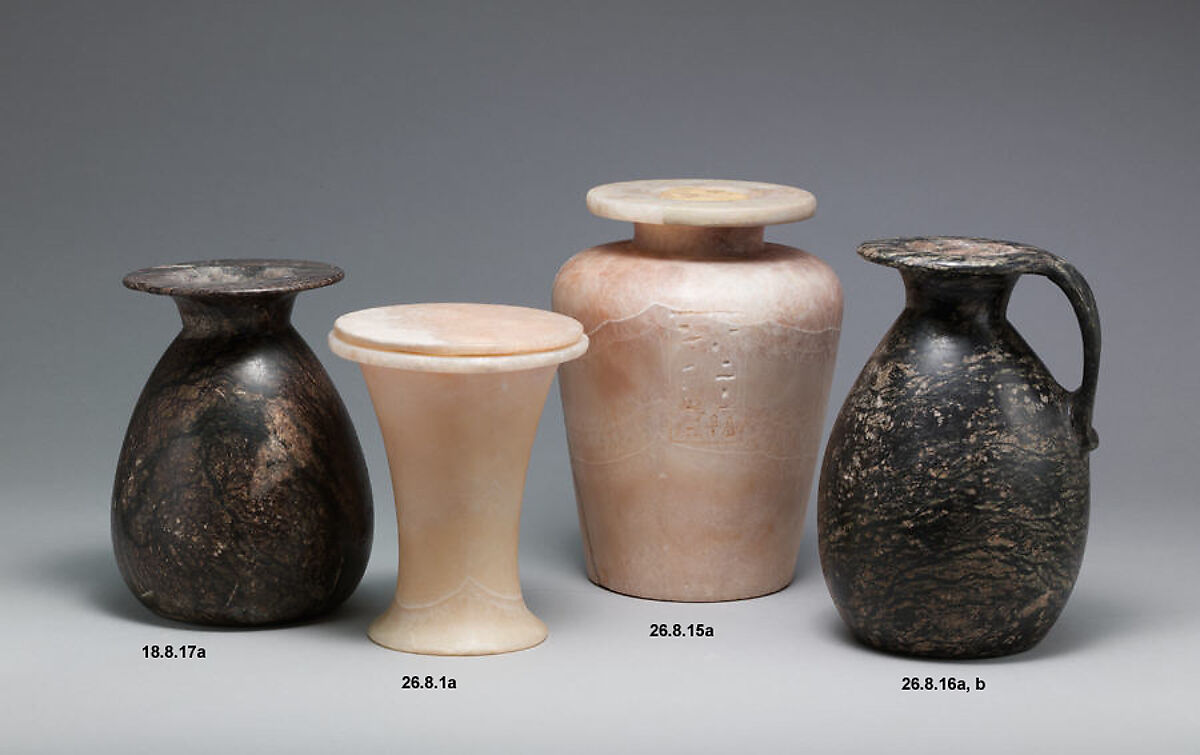 Large Ointment Jar with Lid, Travertine (Egyptian alabaster)