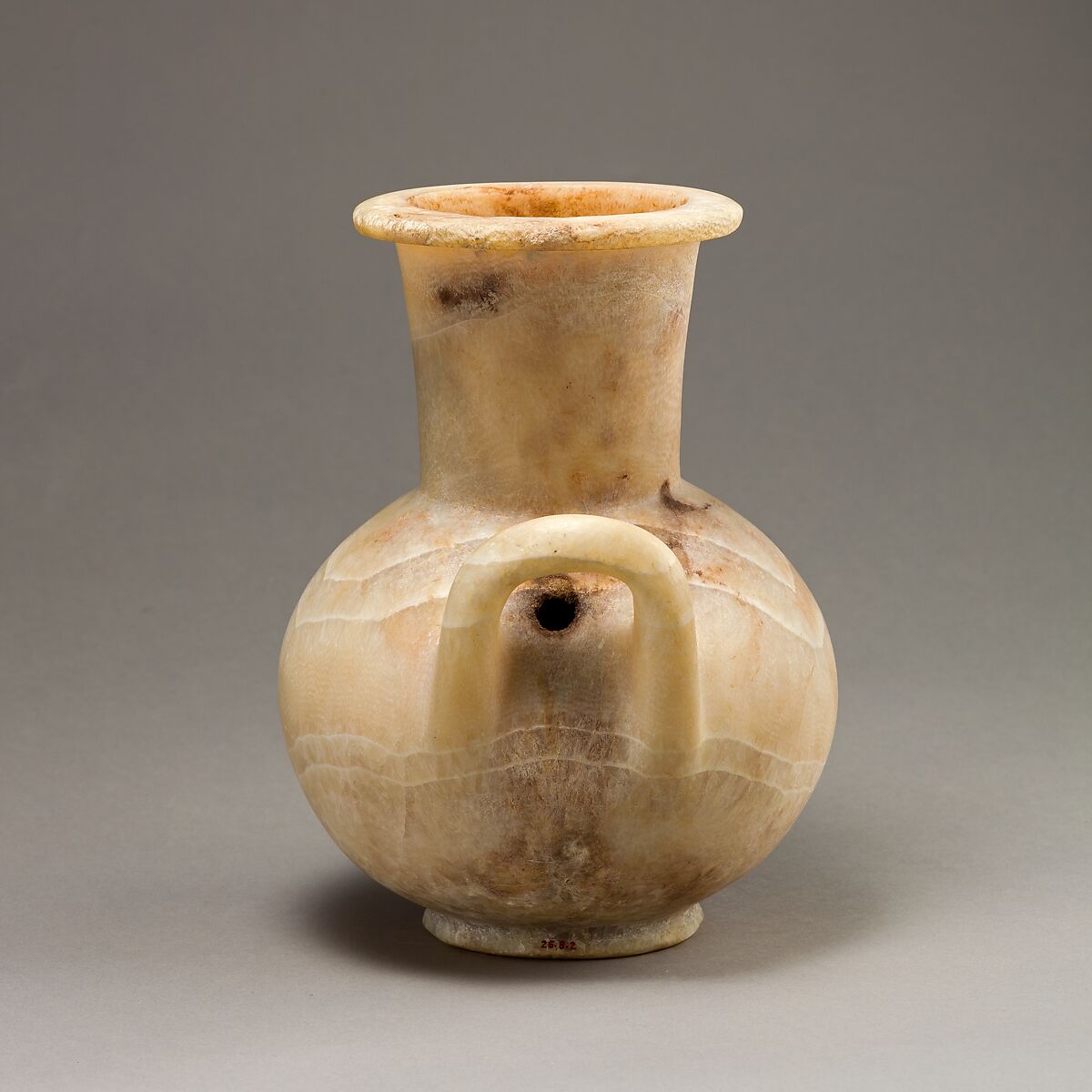 Large Krater with Strap Handles, Travertine (Egyptian alabaster) (crystalline and banded travertine, CL 2003)