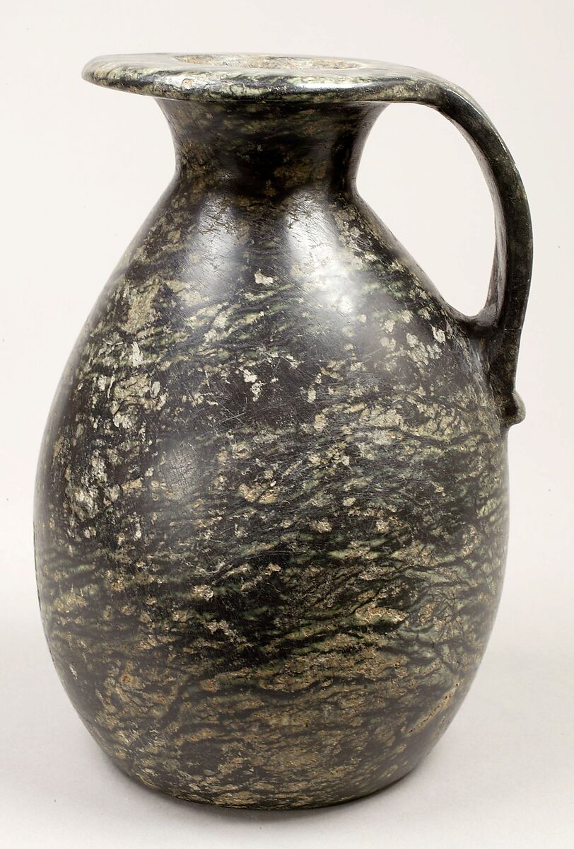 Piriform jug with cartouche of Thutmose III, Serpentinite