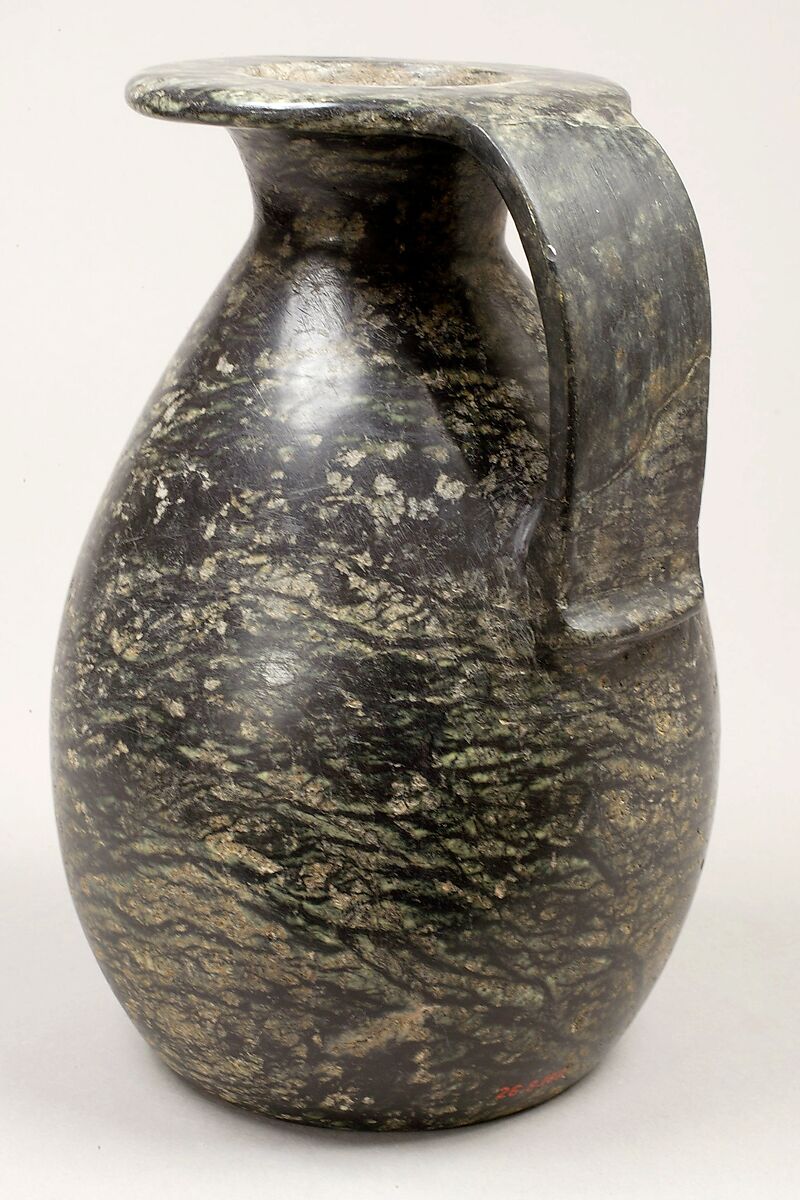 Piriform jug with cartouche of Thutmose III, Serpentinite