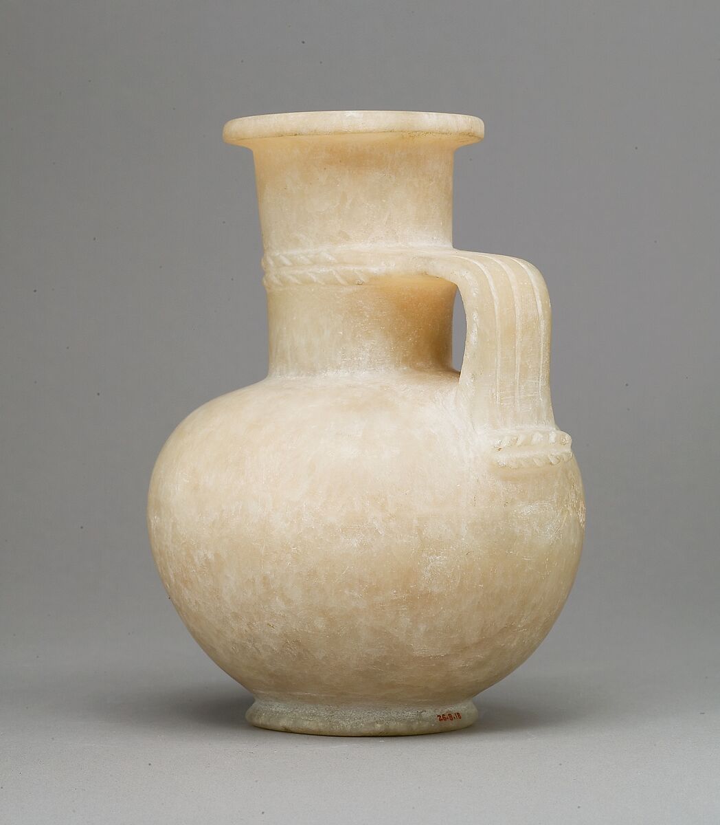 Jug with rope pattern, Crystalline and banded travertine (Egyptian alabaster)