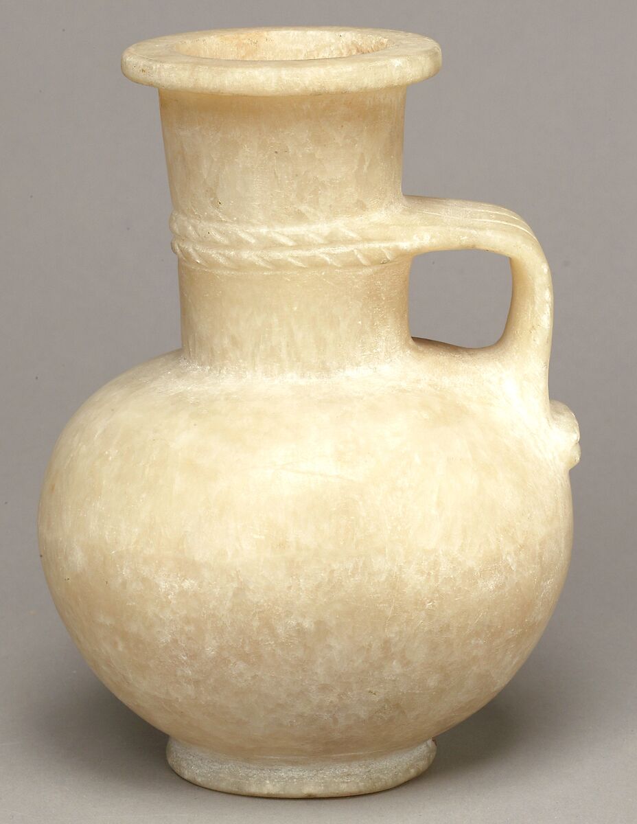 Jug with rope pattern, Crystalline and banded travertine (Egyptian alabaster)