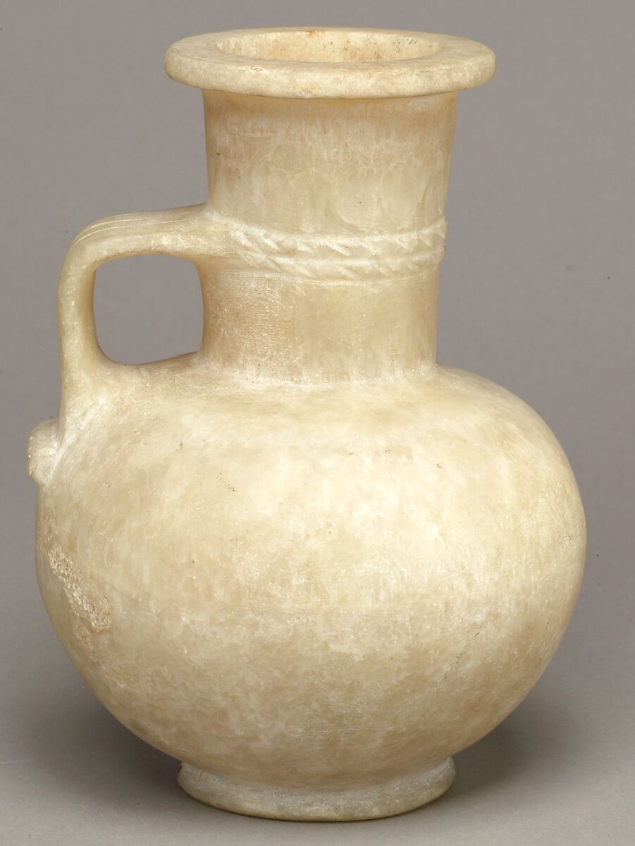 Jug with rope pattern, Crystalline and banded travertine (Egyptian alabaster)