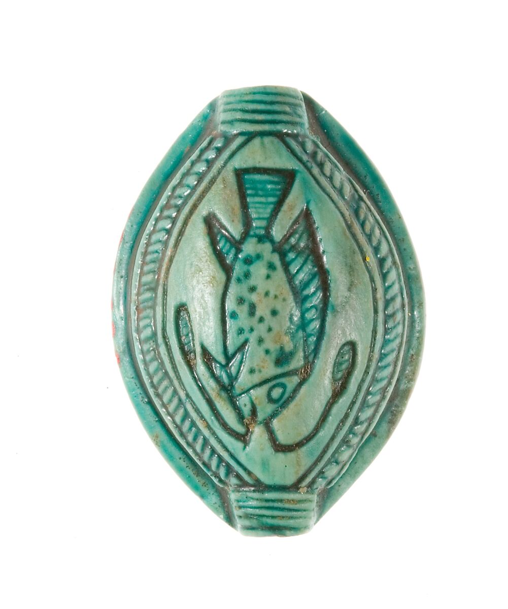 Cowroid Seal Amulet Inscribed for the God's Wife Hatshepsut, Steatite (glazed)