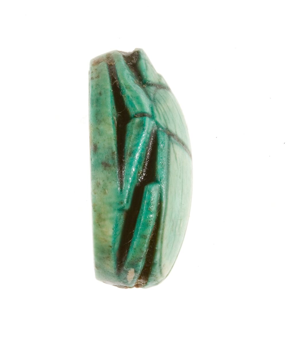 Scarab inscribed for the King's Daughter Hatshepsut, Steatite (glazed)