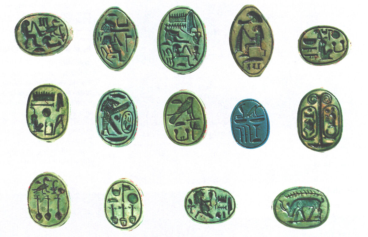 Scarab Inscribed for the "Female Horus, Wosretkau", Steatite (glazed)