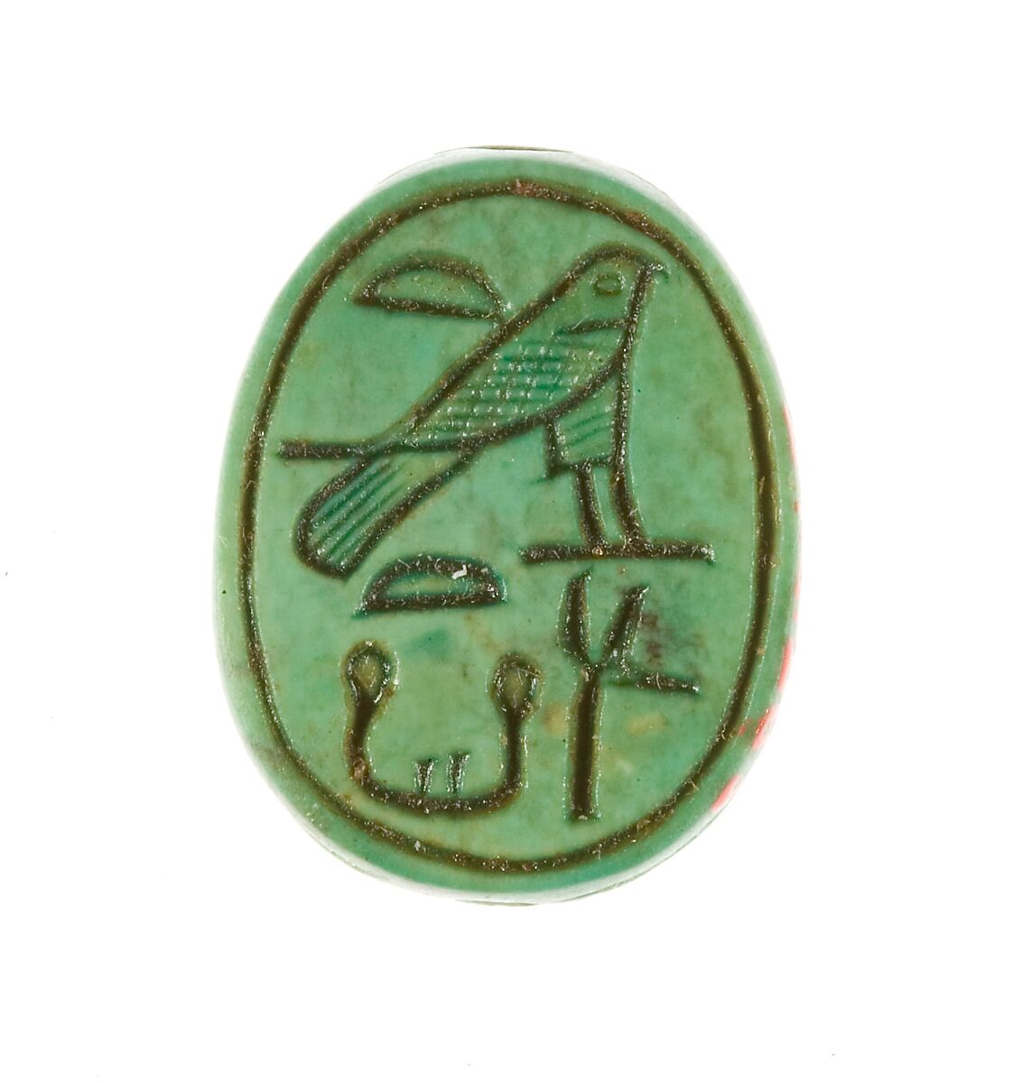 Scarab Inscribed for the "Female Horus, Wosretkau", Steatite (glazed) 