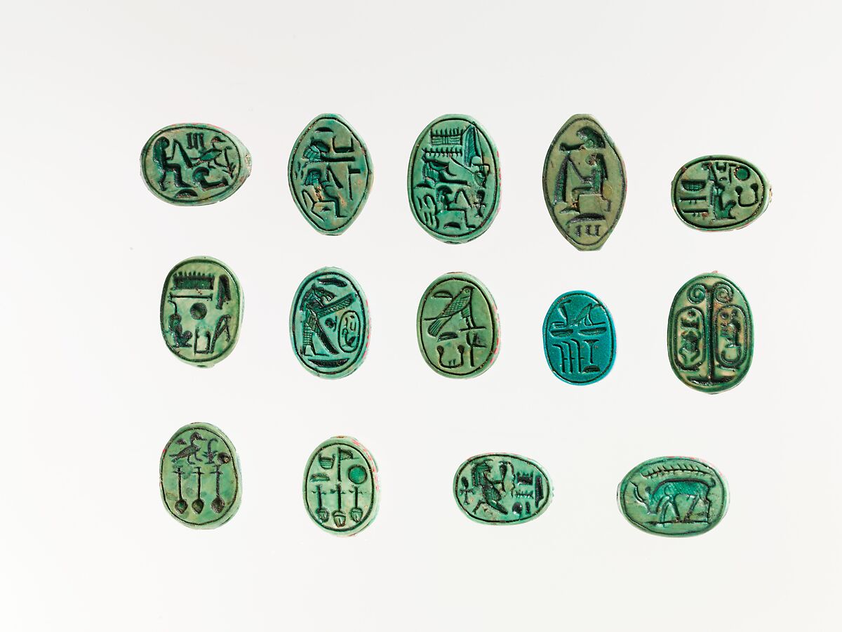 Scarab Inscribed for the "Female Horus, Wosretkau", Steatite (glazed)
