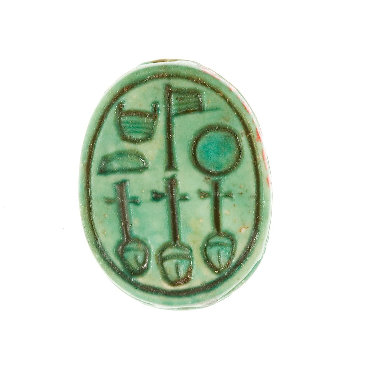 Scarab Inscribed for the God's Wife Neferure, Steatite (glazed) 