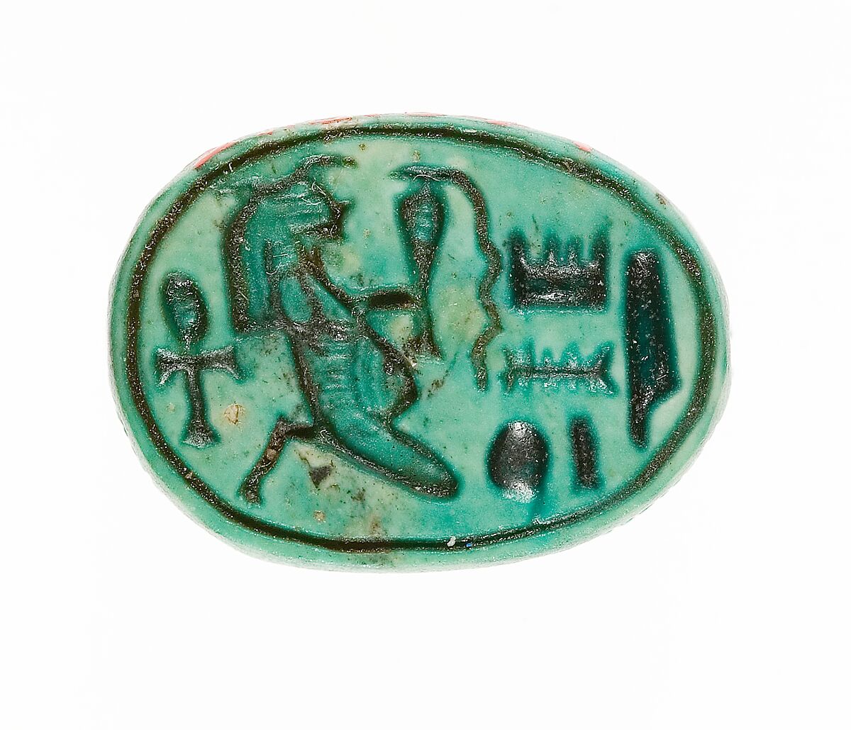 Scarab Inscribed with the Name of the God Amun-Re, Steatite (glazed) 