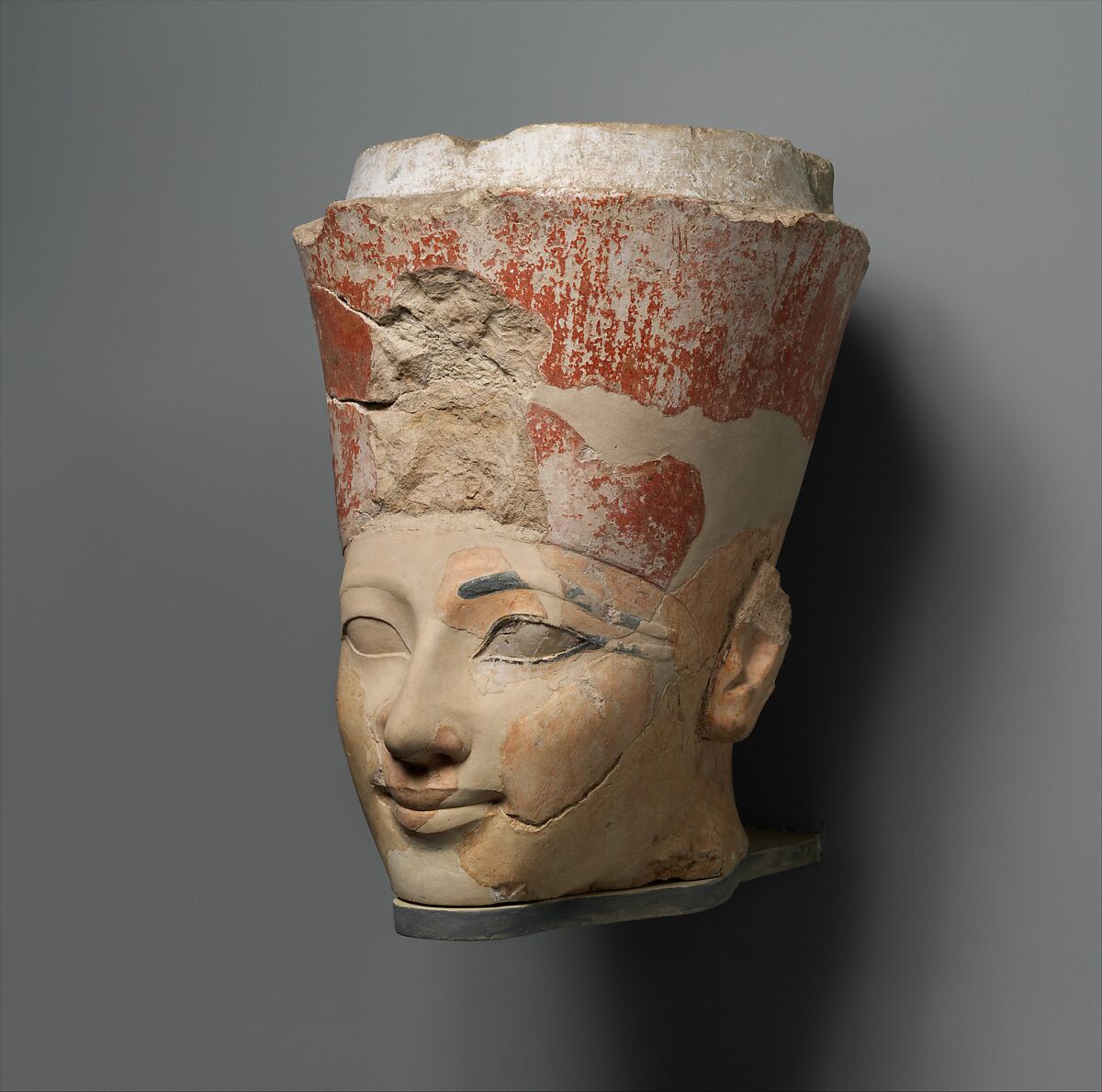 Head of an Osiride Statue of Hatshepsut, Limestone, paint